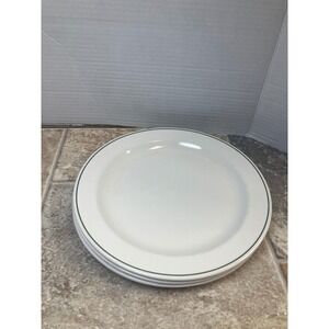 Dudson Duraline Vitrified England Dinner Plates Green Rim Set of 4